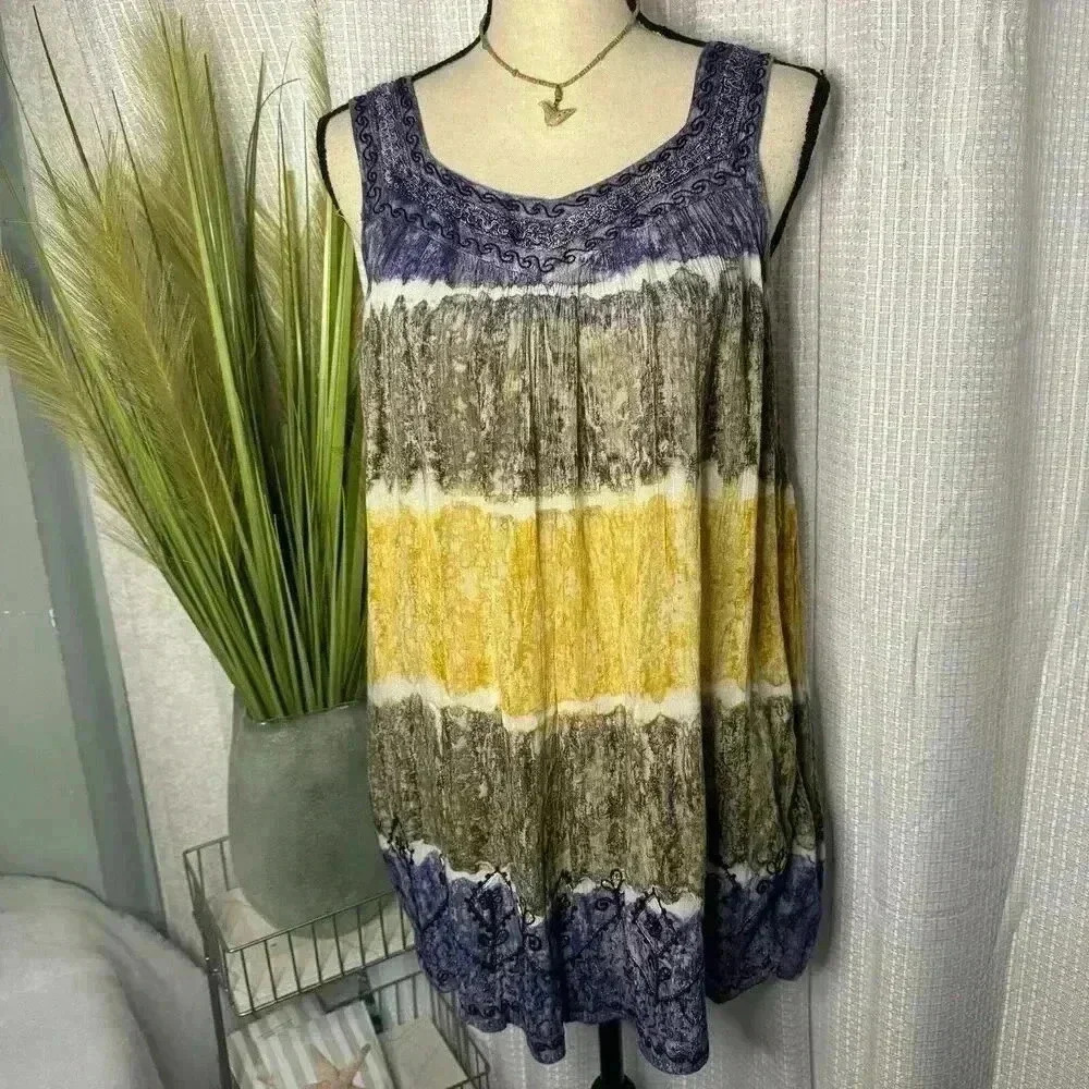 Rima BeachWorld Tank Colorblock Embroidered Womens One Size Fits Most